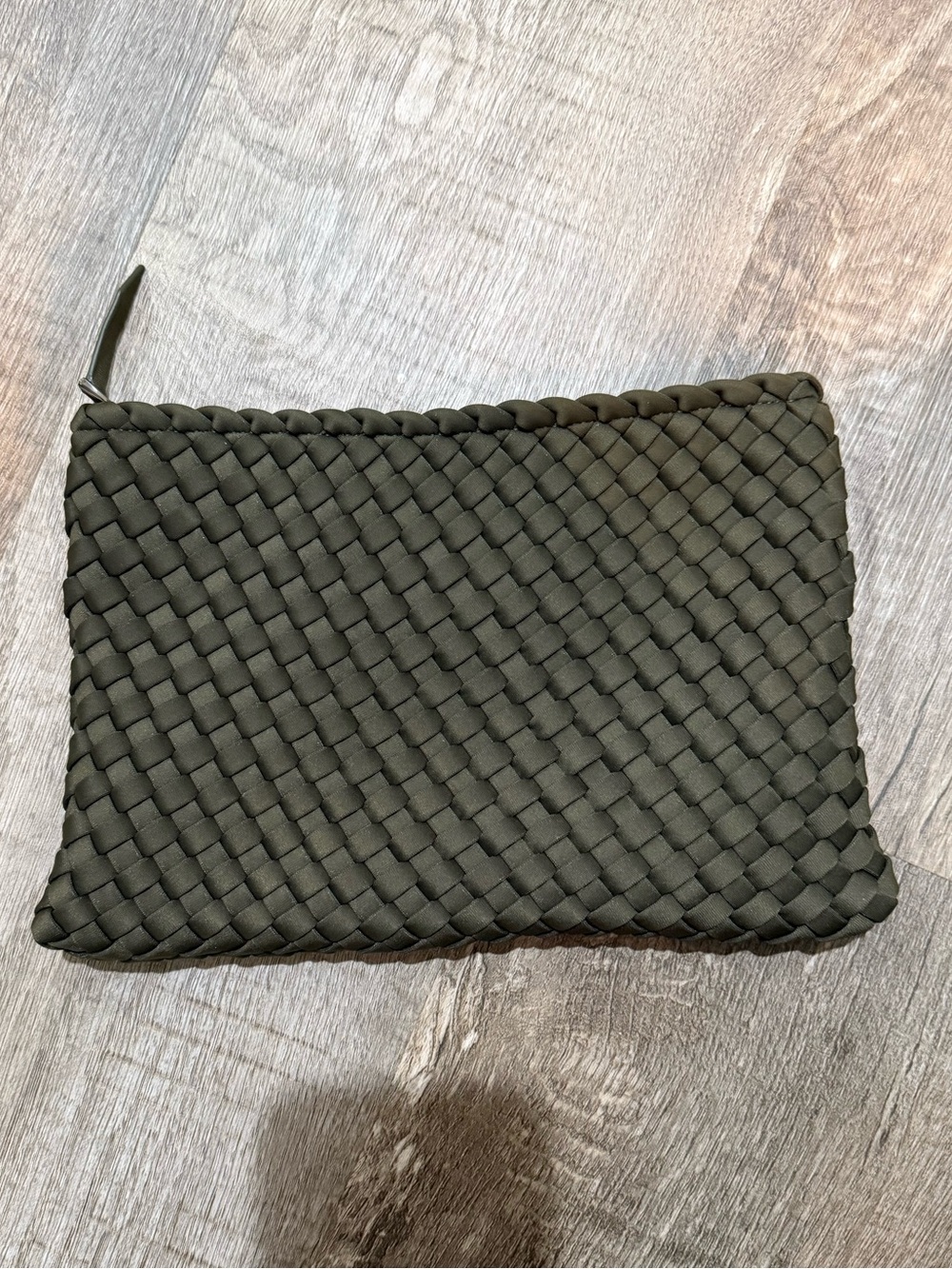 Naghedi olive green woven pouch clutch